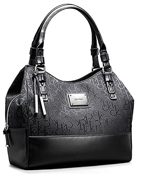 Calvin Klein Logo Jacquard Center Zip Hobo Handbag Satchel Purse Tote