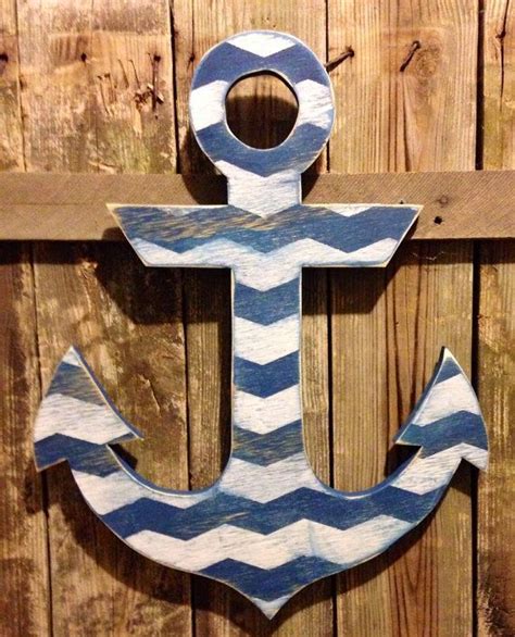 Check spelling or type a new query. Large distressed blue wood anchor with nautical jute wall ...