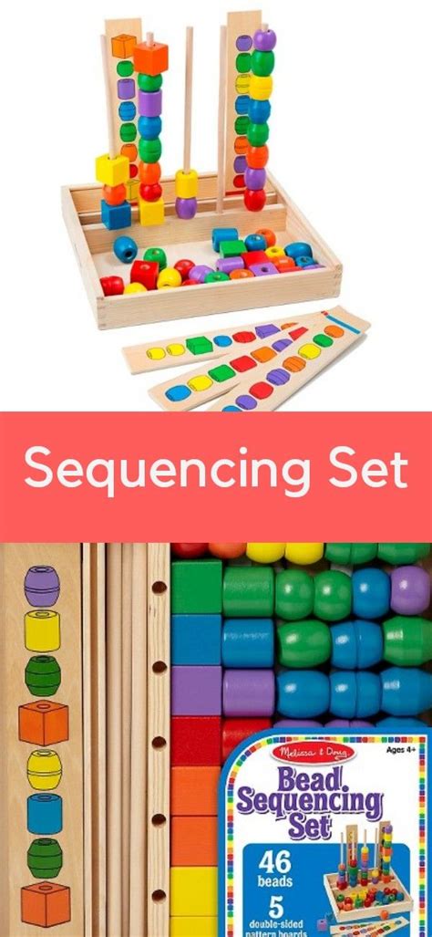 Melissa And Doug Bead Sequencing Set With 46 Wooden Beads And 5 Double