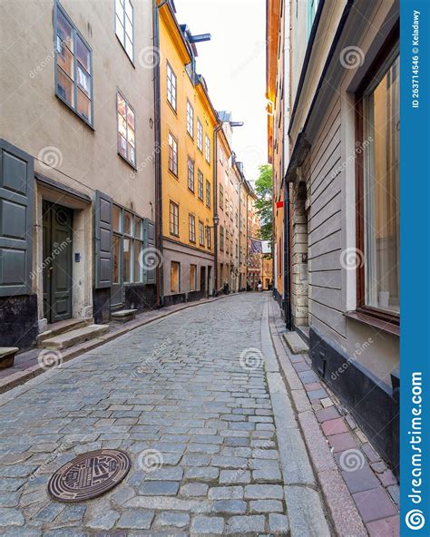 Narrow Alley In Gamla Stan The Old Town Of Stockholm Sweden With Old