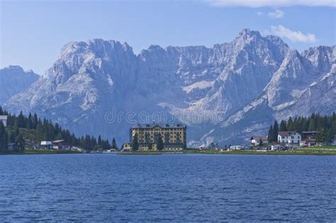 Lake Misurina Natural Landscape In Dolomites Alps Italy Europe