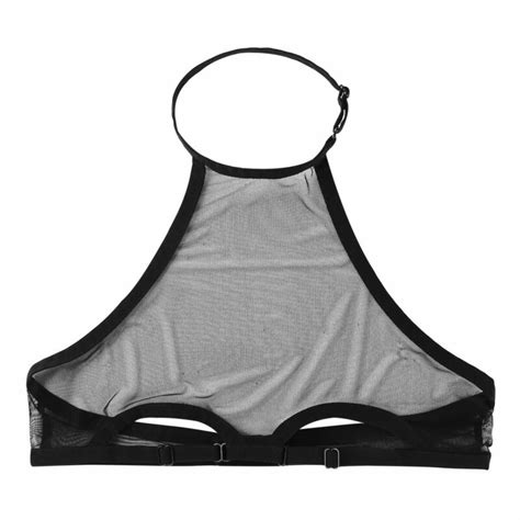 Us Women Sheer Bra Crop Tops Halter Neck Tank Top See Through Underwear Lingerie Ebay