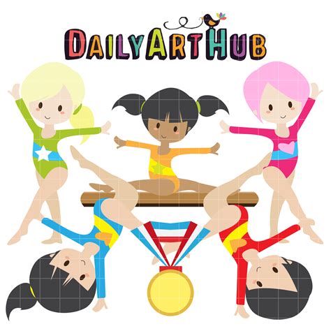 Gymnastic Girls Clip Art Set Daily Art Hub Graphics Alphabets And Svg