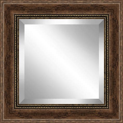 Ashton Art And Décor Rustic Walnut Wood Effect Framed Beveled Plate Glass Mirror 26