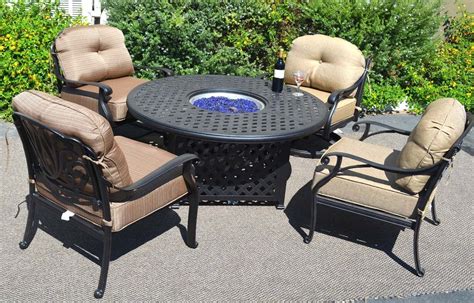 Outdoor Propane Fire Pit Table Set Of 5 Elisabeth Deep Seating Chairs