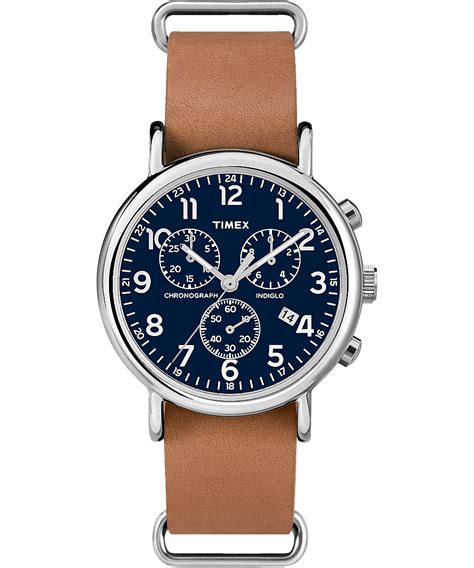 Weekender Chrono 40mm Leather Watch Timex