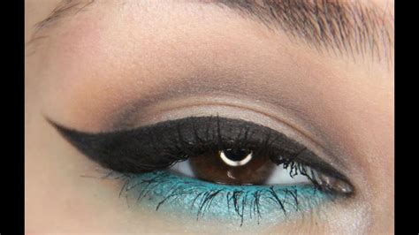 Dramatic Winged Eyeliner With A Pop Of Blue Makeup Tutorial Youtube
