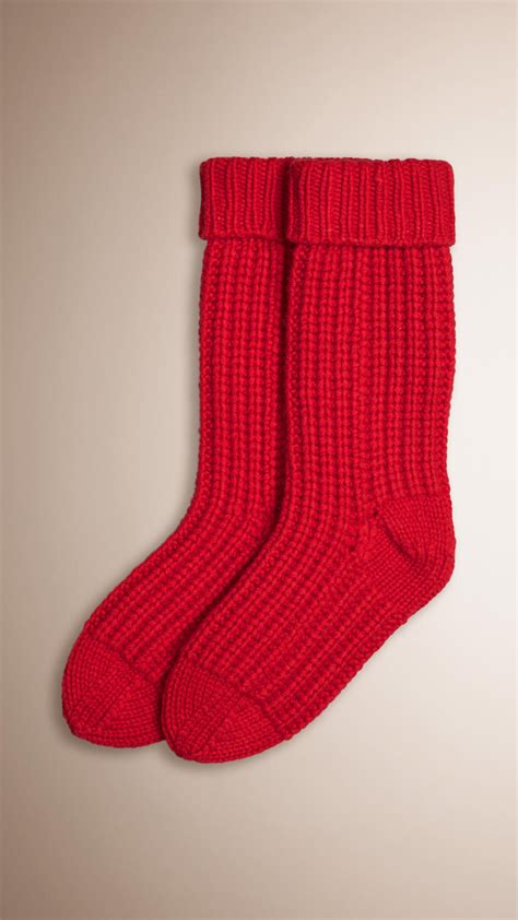 Lyst Burberry Knitted Cashmere Socks In Red