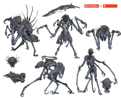 Stephen Oakley Early Concept Art For The Monster In Evolve Gorgon Creature Concept Art