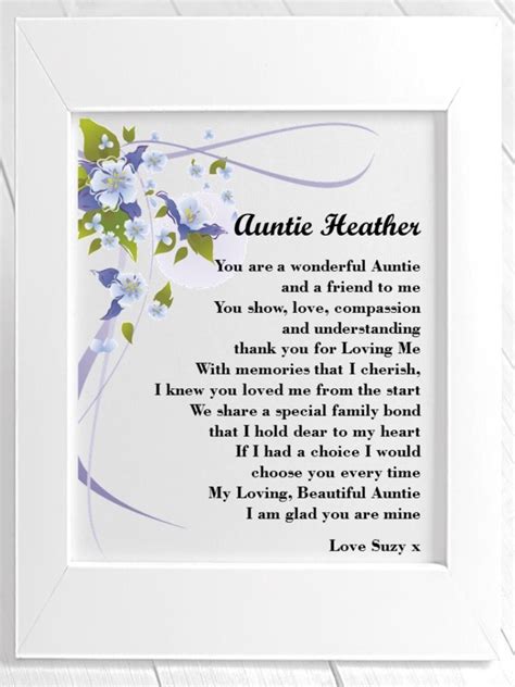 Personalised Auntie Framed Poem Auntie Poem Special Auntie Etsy