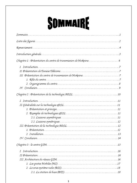 17 Exemple De Sommaire Rapport De Stage Bts