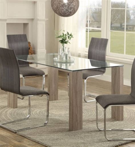 Zeba Contemporary Grey Chrome Wood Glass Dining Table The Classy Home