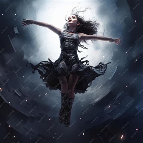 Premium AI Image | Dancing and Jumping Captivating Evil Harley Queen in