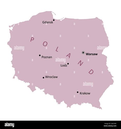 Polen Städte Karte Stock Vektorgrafik Alamy