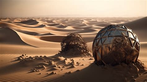 Large Dome Shaped Object In Desert Sand Background 3d Render Abstract