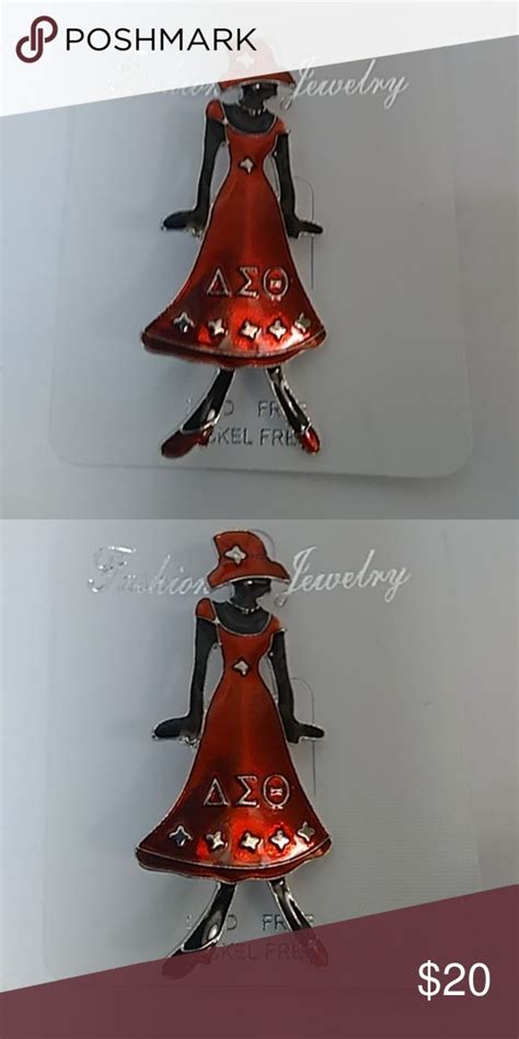 Sorority Delta Red Hat Lady Brooch Red Hat Ladies Red Hats Black