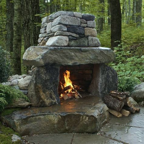 Green Island Stonework Outdoor Stone Fireplaces Outdoor Backyard