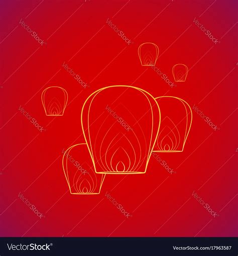 Chinese Sky Flying Floating Lanterns Royalty Free Vector