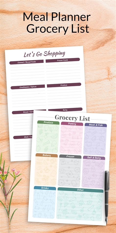 Grocery List Meal Planner Template Printable Shopping List Etsy