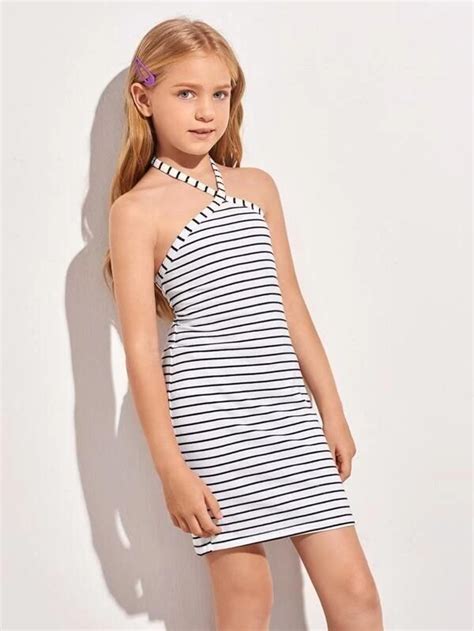 Girls Striped Halter Dress Y Tween Fashion Outfits Girls Fashion