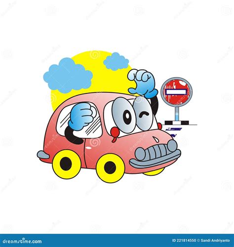 Cartoon Illustration Of Cars Passing On The Highway Stock Vector
