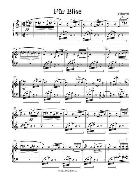 Für Elise Piano Sheet Music Für Elise By Ludwig Van Beethoven Piano