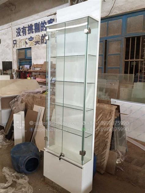 Custom Floor Stand Glass Mobile Phone Display Showcase With Security Locks For Retail Shop