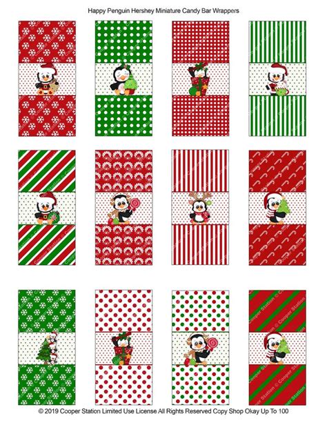 10 minutes or less holiday printable. Printable Digital Christmas Hershey Miniature Candy Bar Wrappers - Holiday Mini Candies ...