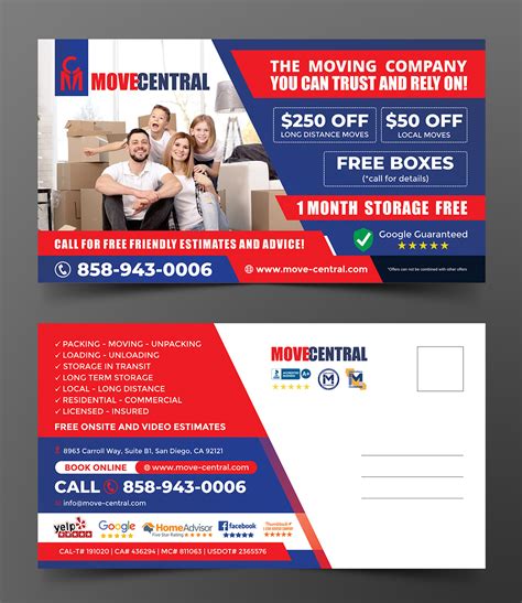 6x11 Postcard For Moving Company 50 Postcard Designs For A Business