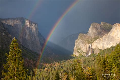 Rainbow And Waterfalls Yosemite National Park California