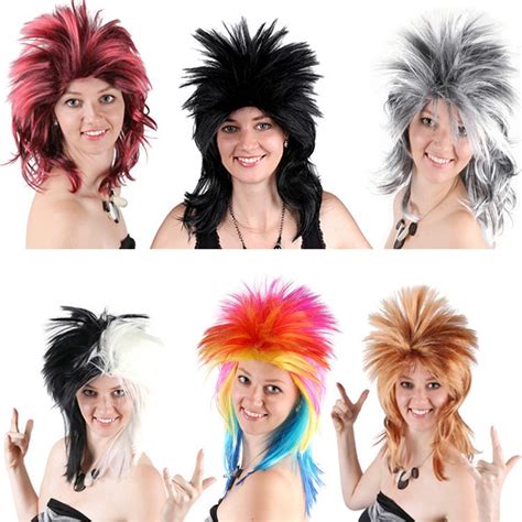 ⊕♕₪mullet Wig 80s Fancy Dress Women Men Party Costume Rock Accessory