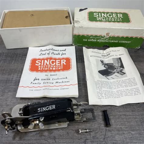 Vintage Singer Buttonhole Attachment Original Box Manual