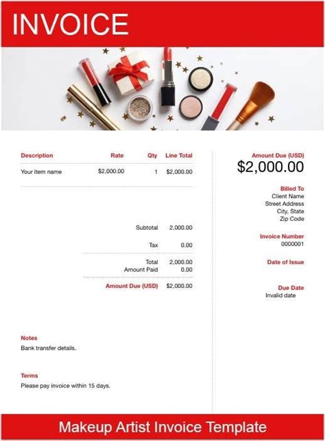 Makeup Artist Invoice Template Get Free Templates Freshbooks Canada