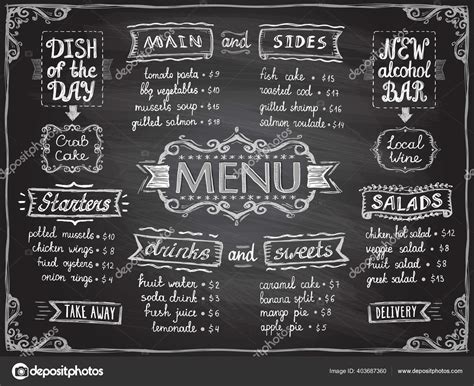 Obec D Ta Semienko Chalkboard Restaurant Menu V Niv Neprieh Adn St Tie