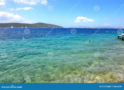 Turquoise Water Near Beach On Mediterranean Turkish Resort Stock Photo