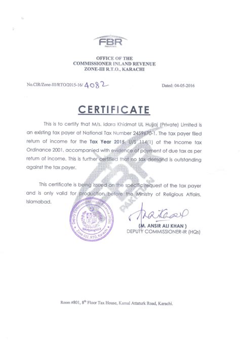 Certificate Of Deduction Of Income Tax For Payments