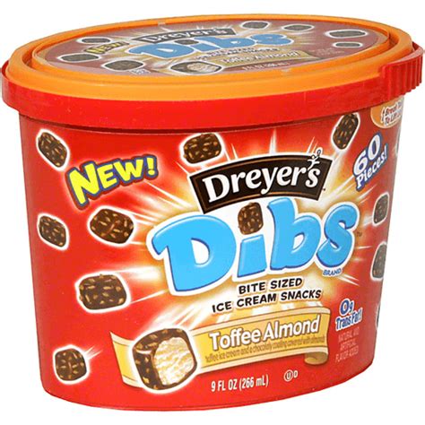 Dreyers Dibs Bite Sized Ice Cream Snacks Toffee Almond Non Dairy Ice