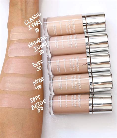 Neutrogena Hydro Boost Hydrating Tint Foundation Swatches Classic Ivory Natural Ivory