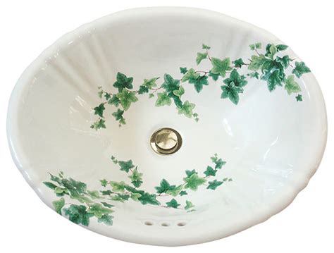 English Ivy Hand Painted Sink Traditional Bathroom Sinks By