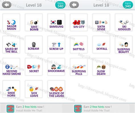 Logo Quiz Emoji Level 18 Answers By Bubble Quiz Games ~ Doors Geek