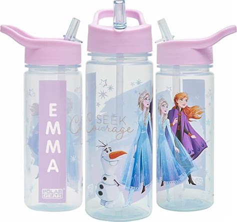 Disney Frozen Magic Personalised Sticker Water Bottle With Straw 500ml