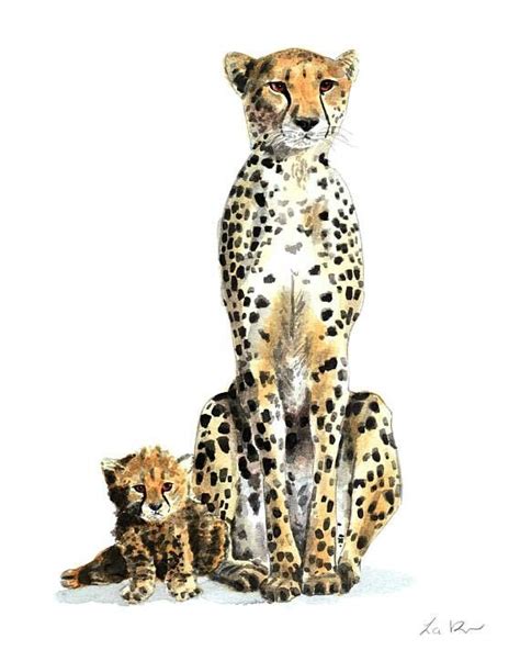 You can have students match the parent animals from animals theme to their babies. Cheetah Mom and Baby Art 1 Cheetah Art Cheetah Painting ...