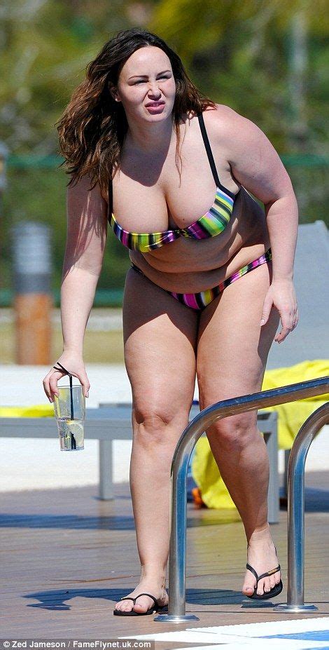 Chanelle Hayes Struggles To Contain Her Assets In Tiny Striped Bikini