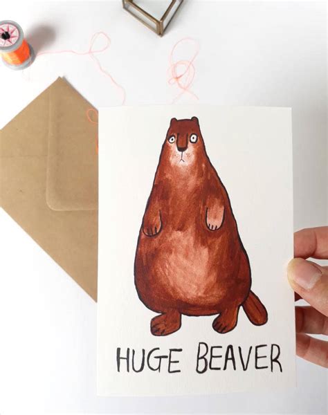 Illustrated Greetings Card Beaver Animal Funny Birthday Card Etsy Uk