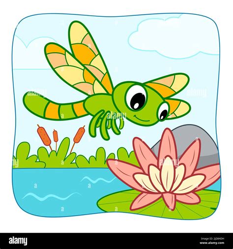 Cute Dragonfly Cartoon Dragonfly Clipart Vector Illustration Nature