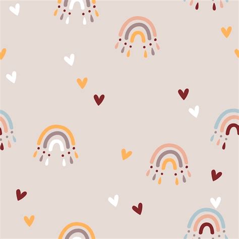 Premium Vector Seamless Pattern With Baby Rainbows