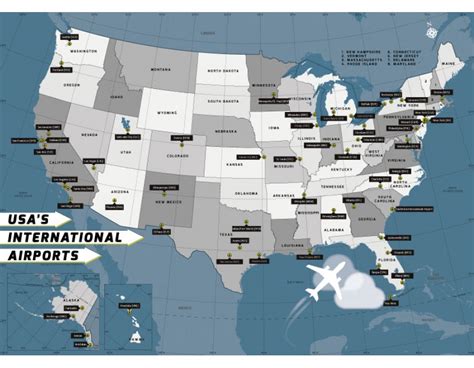 Buy Usa International Airports Poster Map Online