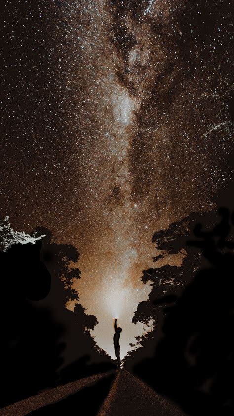 Download Wallpaper 1080x1920 Starry Sky Milky Way Silhouette Stars