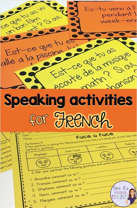 French Speaking Activities French Speaking Activities Teaching