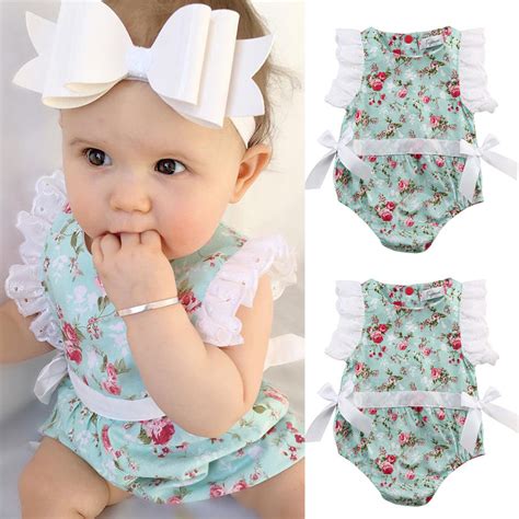 Cute Newborn Toddler Baby Girl Clothing Flower Bow Cute Clothes Lace